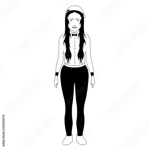 Isolated hipster girl with a hat. Vector illustration design