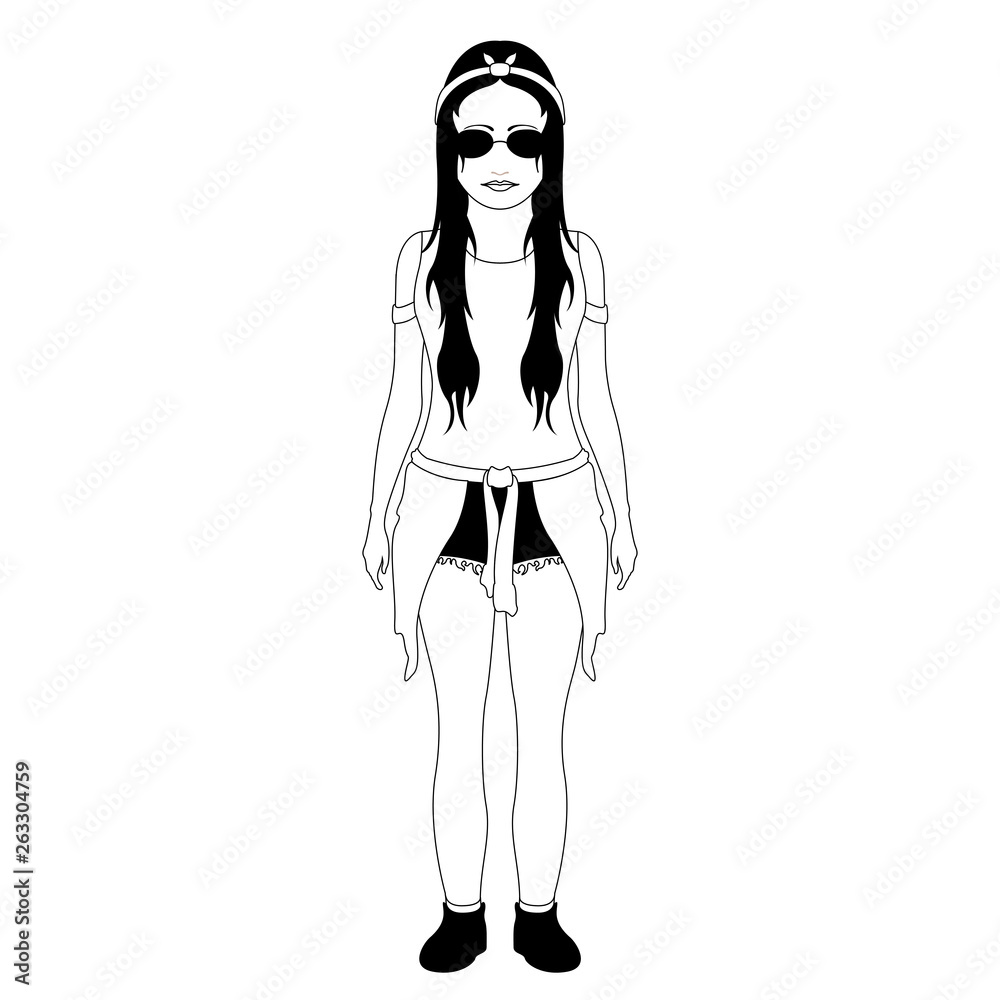 Isolated hipster girl with sunglasses. Vector illustration design Isolated hipster girl with sunglasses. Vector illustration design