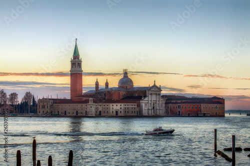 View of Venice Grand Canal during sunrise, Venice, Italy,