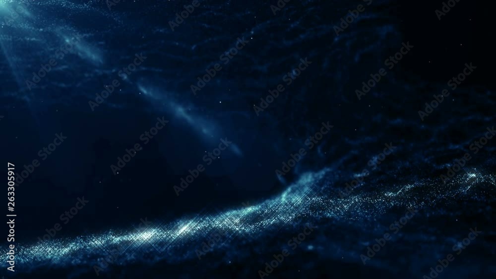 Particles blue bokeh dust abstract light motion titles cinematic background loop