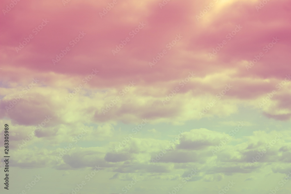 Colorful dramatic lilac sky and ultra violet clouds - nature background with space for copy.