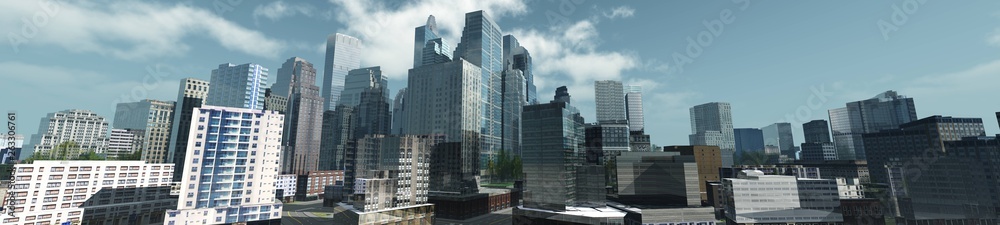 Beautiful view of the skyscrapers, modern city landscape, 3d rendering