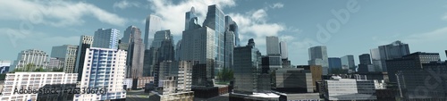 Beautiful view of the skyscrapers, modern city landscape, 3d rendering