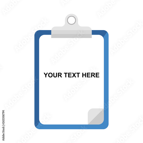 Tablet with paper. Note and base for writing. Tablet checklist. Vector illustration. Paper planchette vector icon