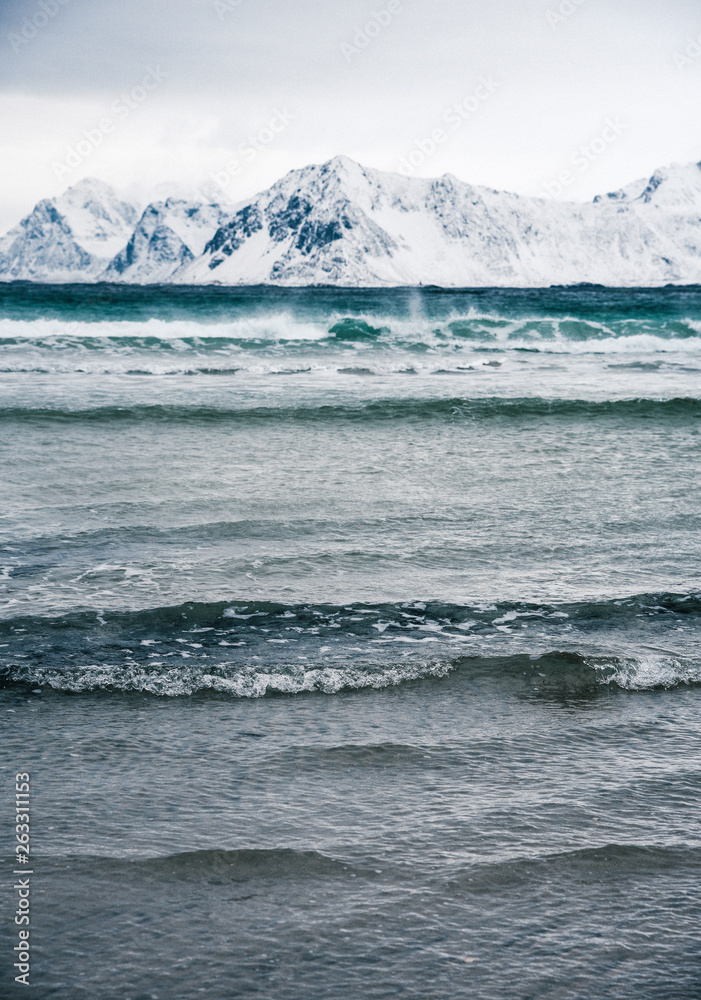 Fototapeta premium Coast of Lofoten Archipelago in the Arctic Circle in Norway