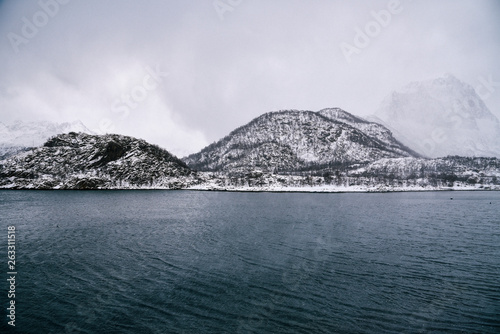 Coast of Lofoten Archipelago in the Arctic Circle in Norway photo