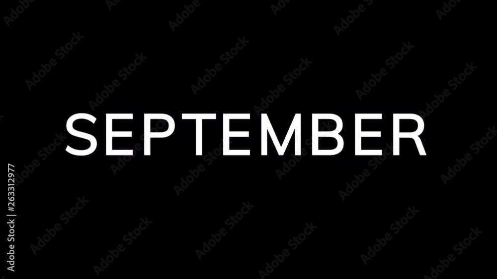 From the Glitch effect arises name of the month SEPTEMBER. Then the TV turns off. Alpha channel Premultiplied - Matted with color black