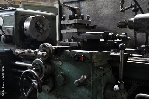 elements of the metalworking machine. factory and technology.