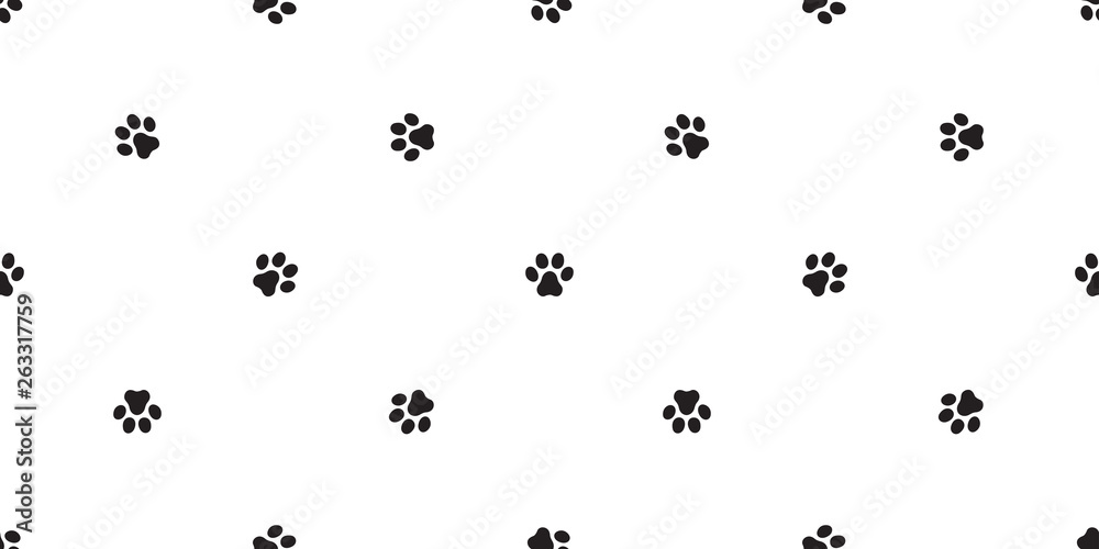 paw seamless pattern dog paw vector french bulldog dog bone repeat wallpaper background isolated