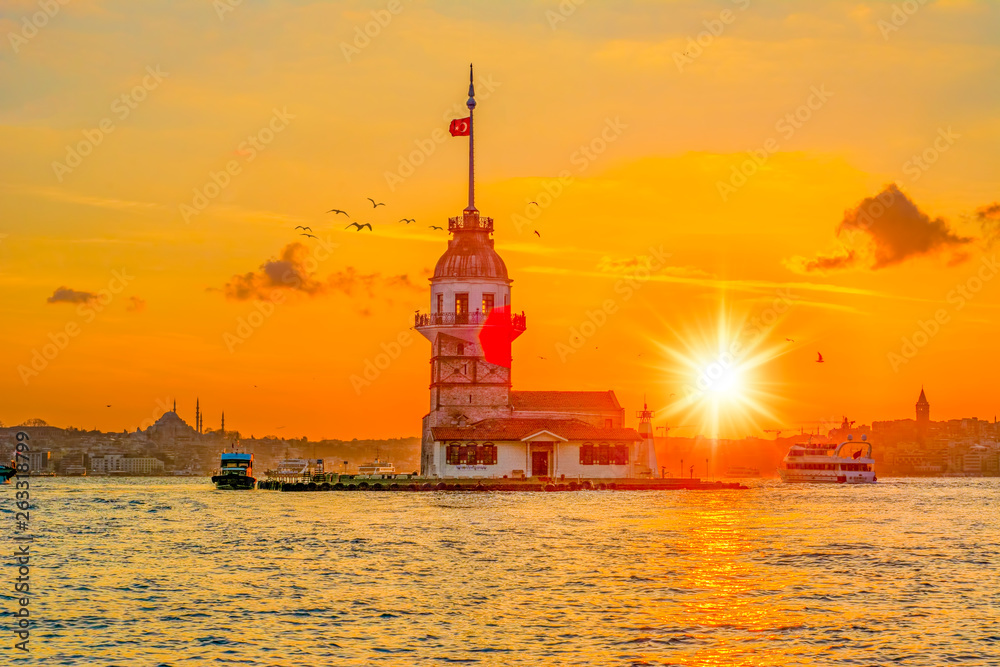 Maiden's Tower in istanbul, Turkey (KIZ KULESI - USKUDAR)