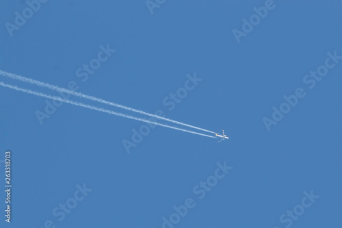 jet airliner in blue sky