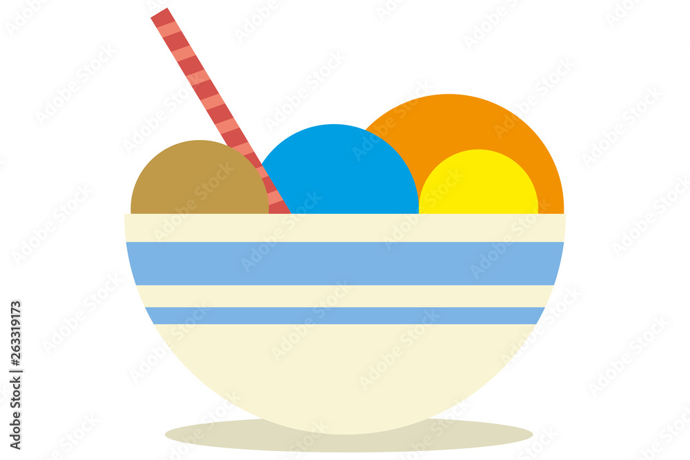 Fototapeta premium Tazón con bolas de helado y pagita.