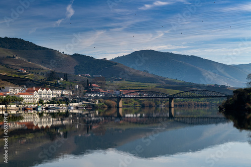 Wallpaper Mural View of the Pinhao village with terraced vineyards and the Douro River, in Portugal; Concept for travel in Portugal and most beautiful places in Portugal Torontodigital.ca