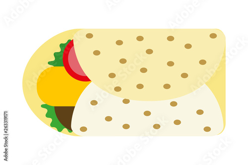 Burrito de carne y ensalada.