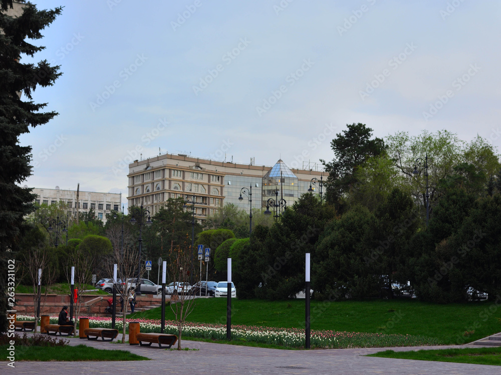 Almaty city spring time streets