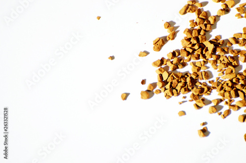 Granulated instant coffee on a white background,photo, cover