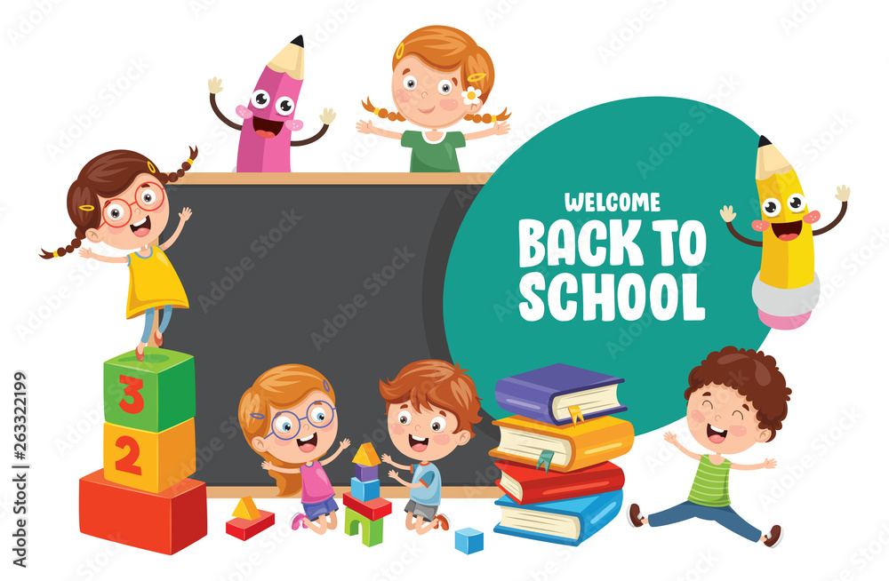 Vector Illustration Of Children Back To School Vector Illustration Of Children Back To School
