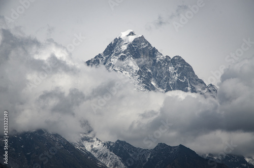 beautiful view of mountain near Lukla from trek to Everset in Nepal. Himalayas.  photo