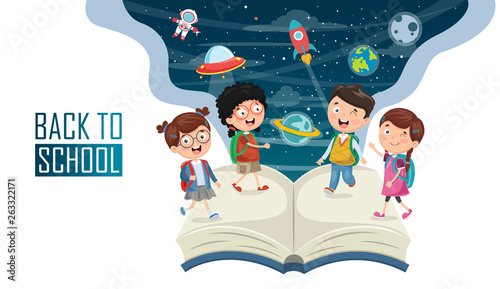 Vector Illustration Of Children Back To School