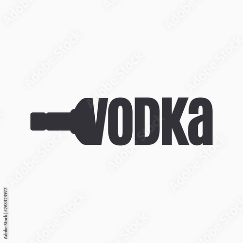 Vodka bottle logo. Lettering sign of vodka