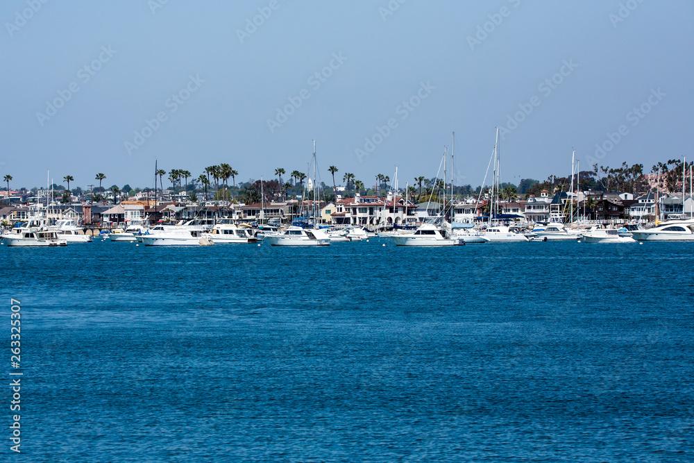 Boats anchored in the water of the bay