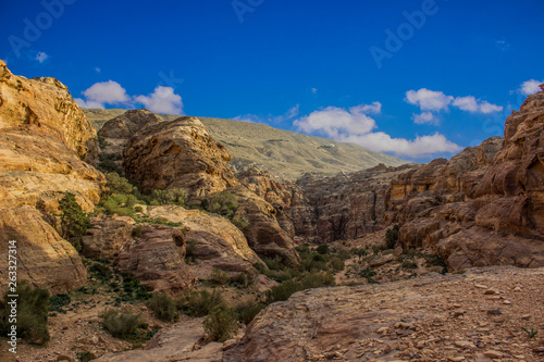 picturesque canyon dry rocky mountains and cliffs Middle East desert wilderness environment 
