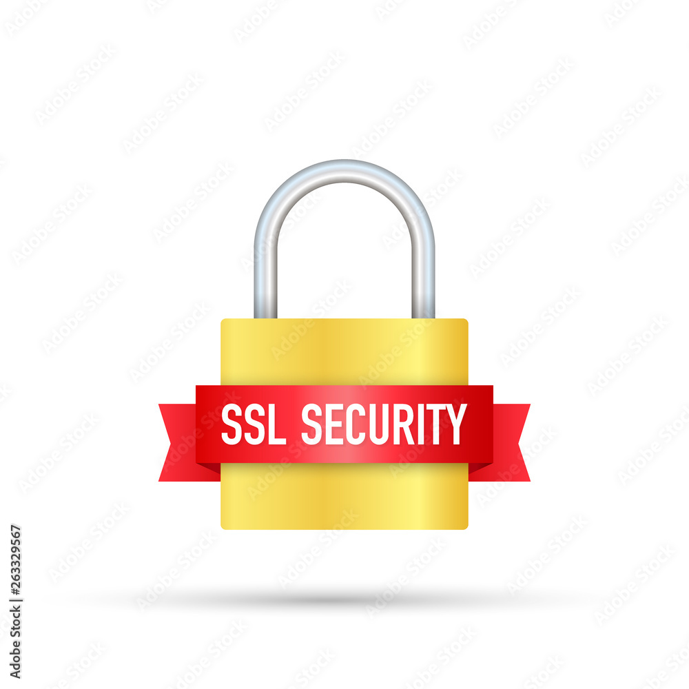 Secure connection icon vector illustration isolated on white background, flat style secured ssl shield symbols. Secure connection icon vector illustration isolated on white background, flat style secured ssl shield symbols.