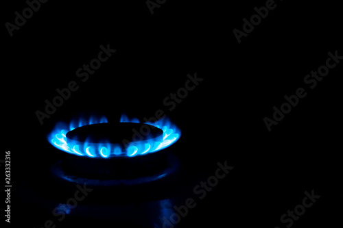 gas burning in domestic stove, natural resource concept dark