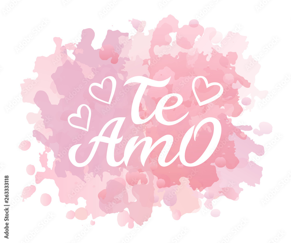 Hand drawn typography lettering Te amo. Te amo - I love you in Spanish, romantic decorative lettering. Vector Valentine's day card, poster, t-shirt print background Hand drawn typography lettering Te amo. Te amo - I love you in Spanish, romantic decorative lettering. Vector Valentine's day card, poster, t-shirt print background