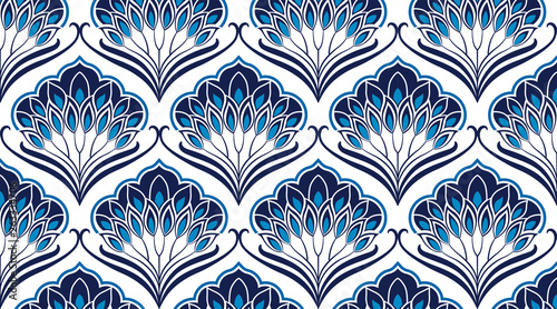 Pattern Damasco Floreale Blu
