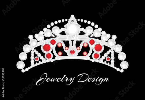 Shining silver crown on a black background. Jewelry design
