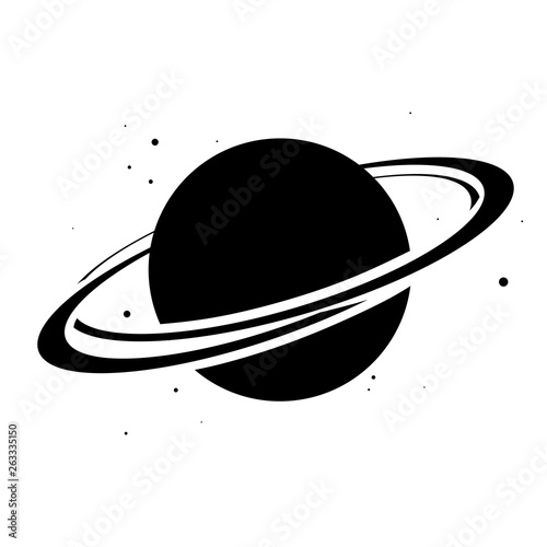 Planet Saturn with planetary ring system flat icon. Vector illustration on white background photo