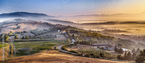 Morning Fog over Tuscan Country, Italy