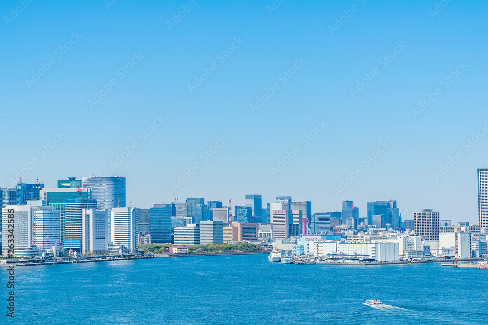 Naklejka premium Sceneria Tokio Panoramę miasta Tokio, Japonia