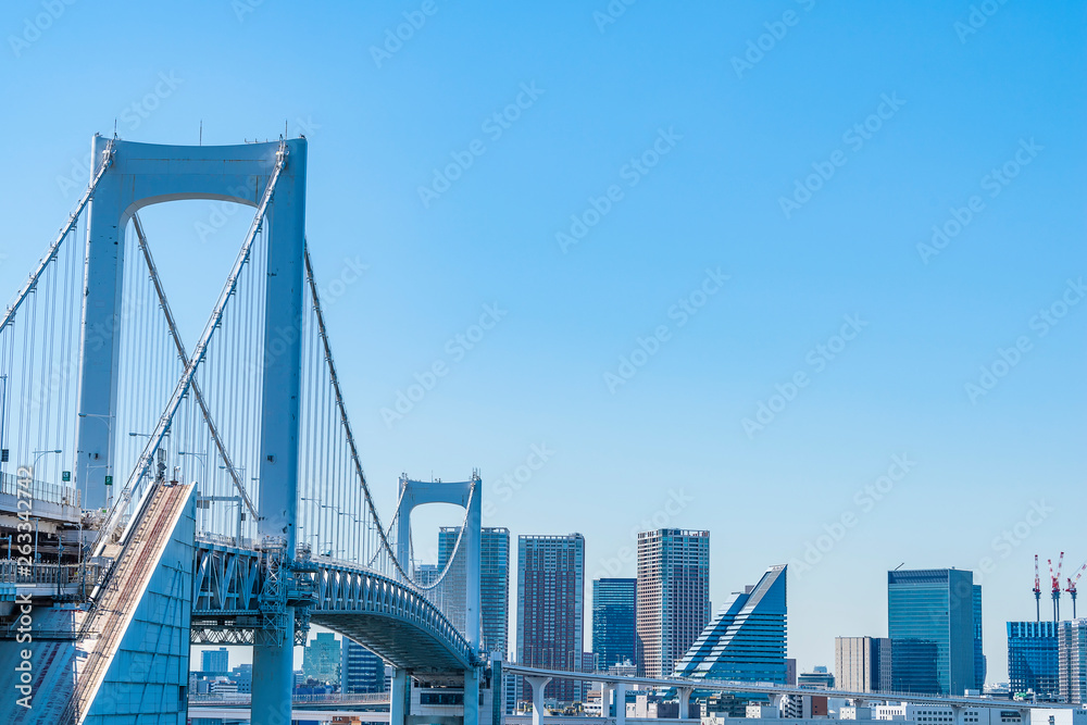 Obraz premium レインボーブリッジと高層マンション High-rise apartment in Tokyo