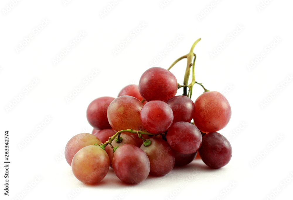 bunch of red grapes isolated on white background