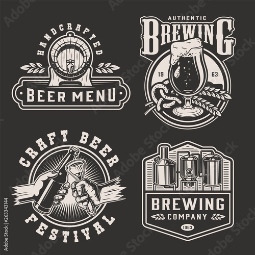Vintage monochrome beer prints