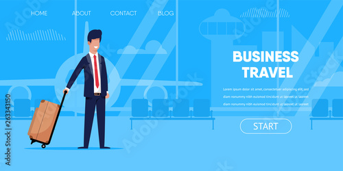 Businessman in Suit with Suitcase Airport Terminal