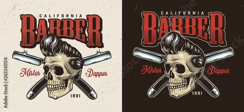 Vintage barbershop colorful label