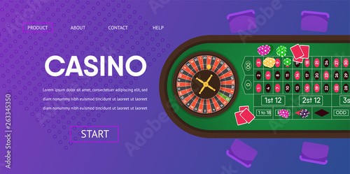 Casino Gambling Roulette Green Table Illustration