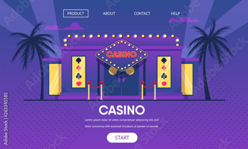 Casino Gambling House Gold Neon Lights Exterior