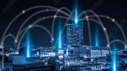 Smart city and network communication. And data transformation on public.
