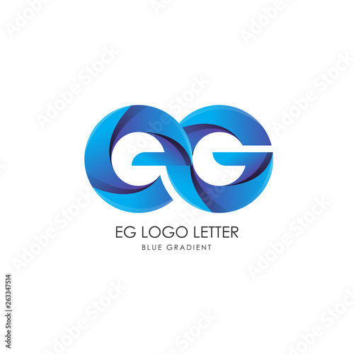 Initial Letter eg Linked Circle Lowercase Logo Blue Icon Design Template Element with gradient - Vector