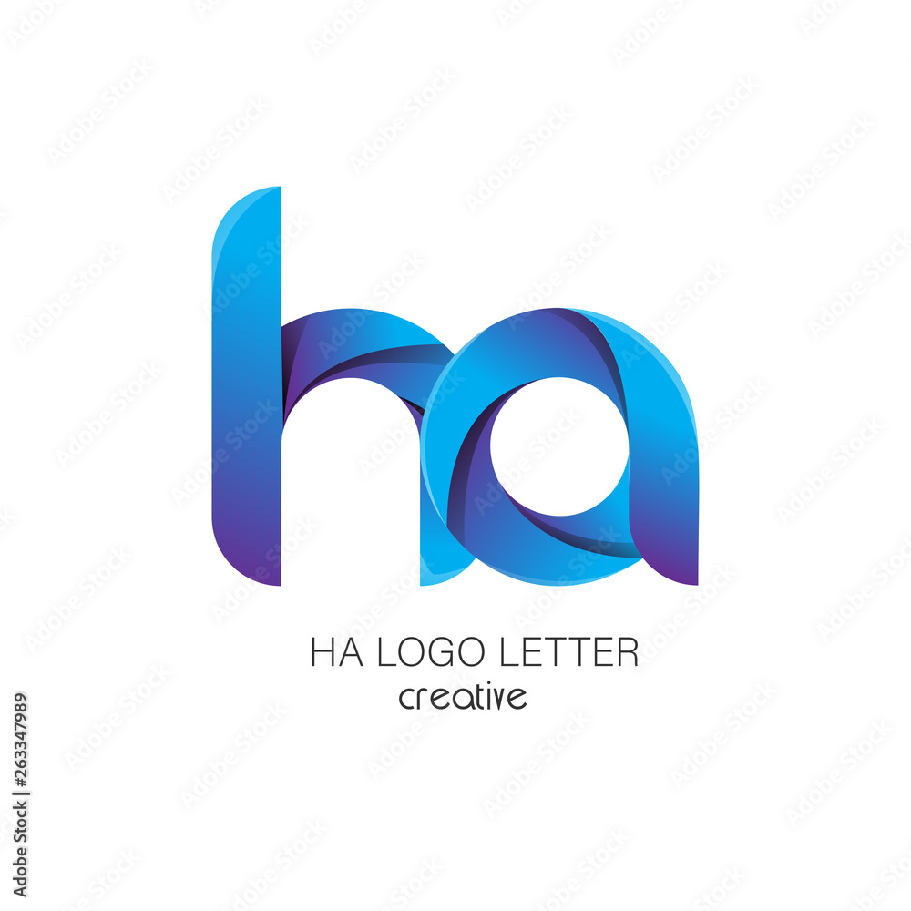 ha h a circle lowercase design of alphabet letter combination with infinity suitable as a logo for a company or business - Vector