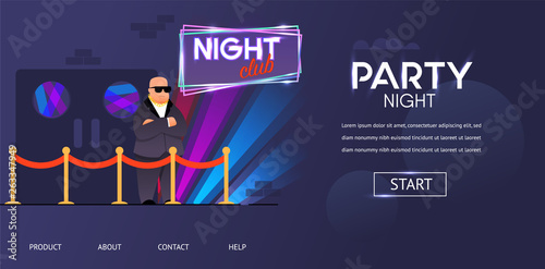 Bald Bouncer in Sunglasses Outside Night Club Door