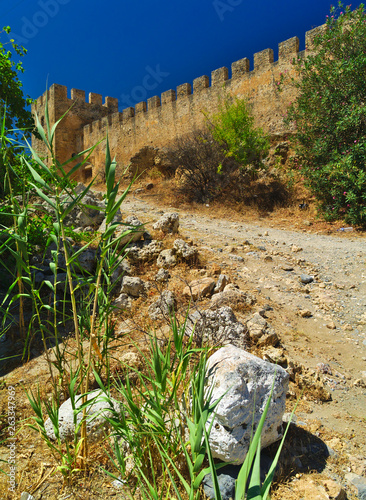 Fragocastelo castle in Crete island, Greece. Bright summer day, clear blue sky. photo