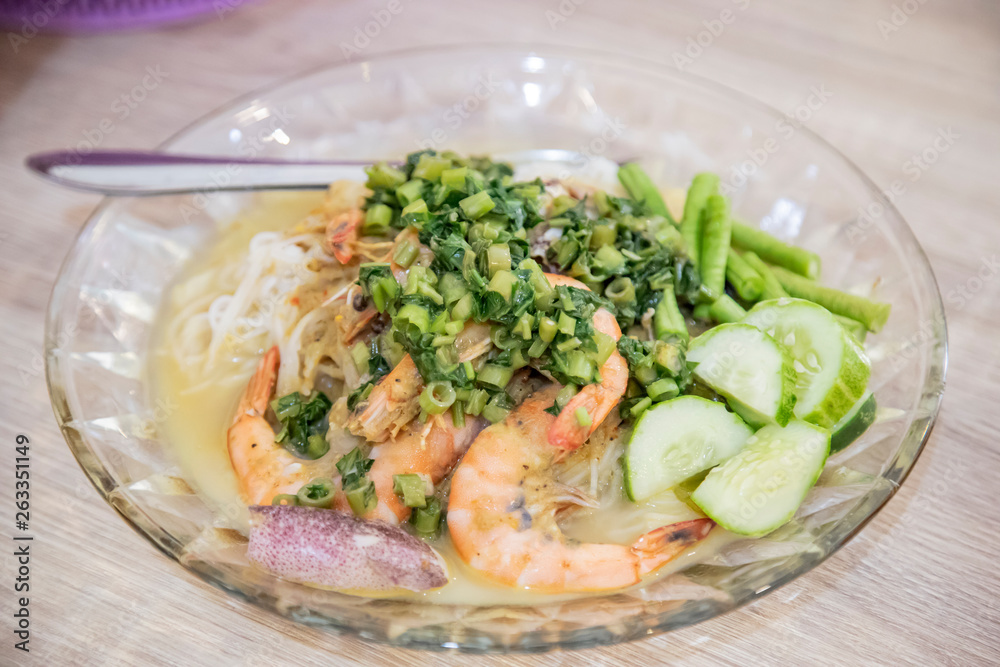 Rice Vermicelli shrimp and vegetables Rice Vermicelli shrimp and vegetables
