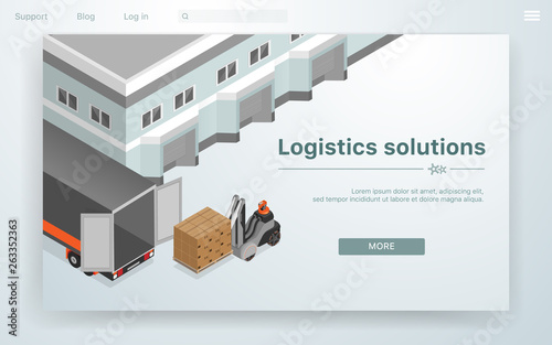 Vector Banner Logistic Solutions Cartoon Flat.