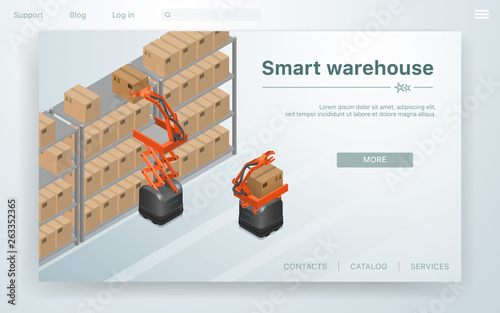 Vector Illustration Smart Warehouse at Factory.