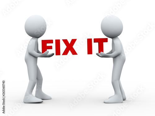 Fototapeta Naklejka Na Ścianę i Meble -  3d people holding fix it